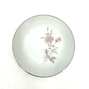 FINE CHINA JAPAN Vintage Laura Coupe Cereal Bowl White Floral Rose Platinum Trim